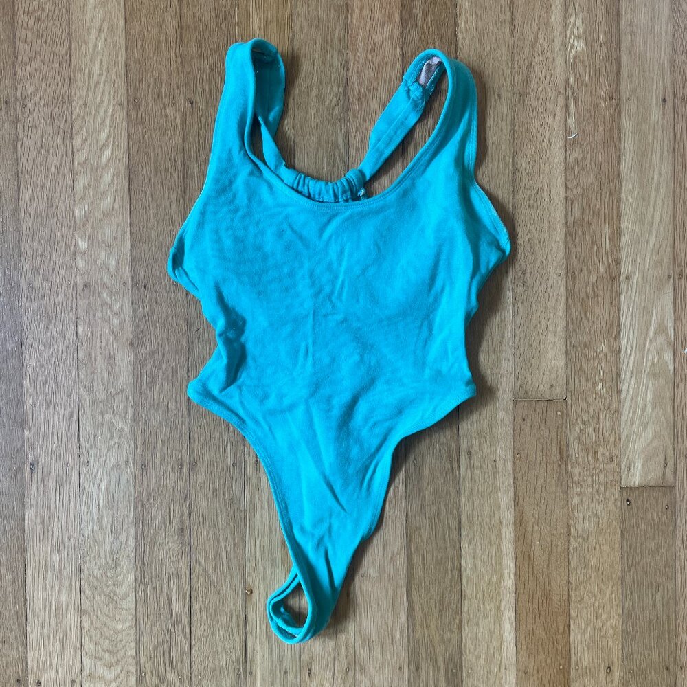 Teal vintage 80s workout bodysuit